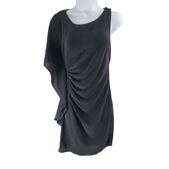 Maje silk women's little black black wrap dress Sz 1 French Whimsigoth Cocktail - Picture 1 of 8